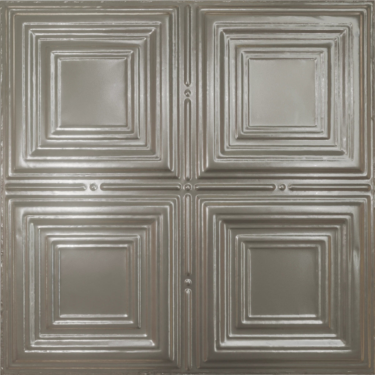 Pattern 101 Classic Four Square tin ceiling tile — Aluminum finish