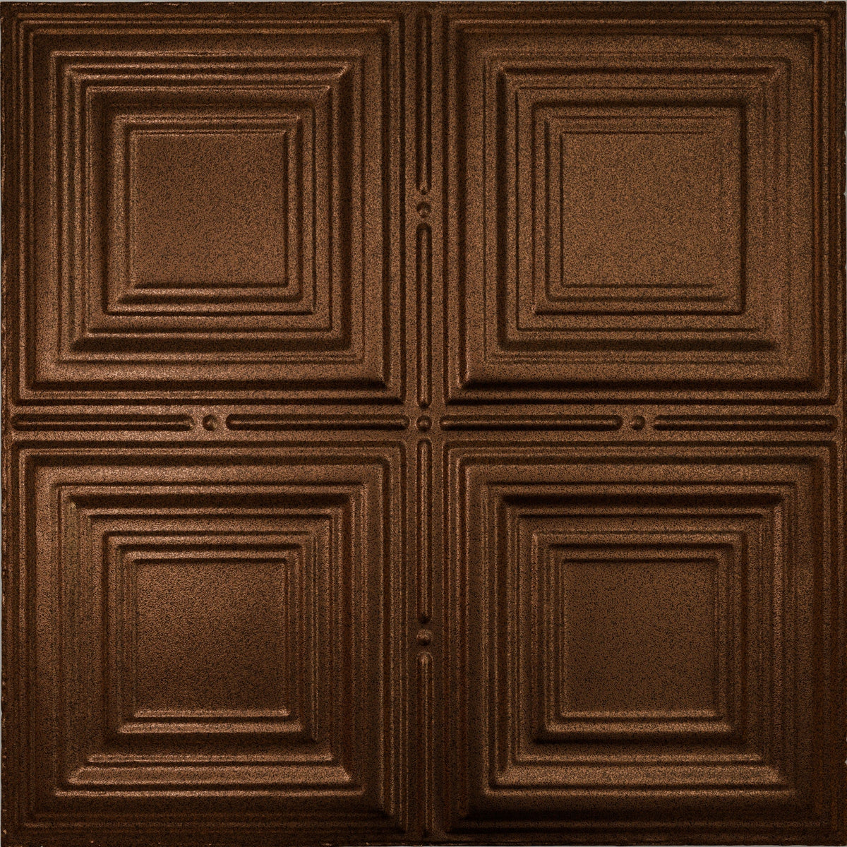 Pattern 101 Classic Four Square tin ceiling tile — Copper Vein finish