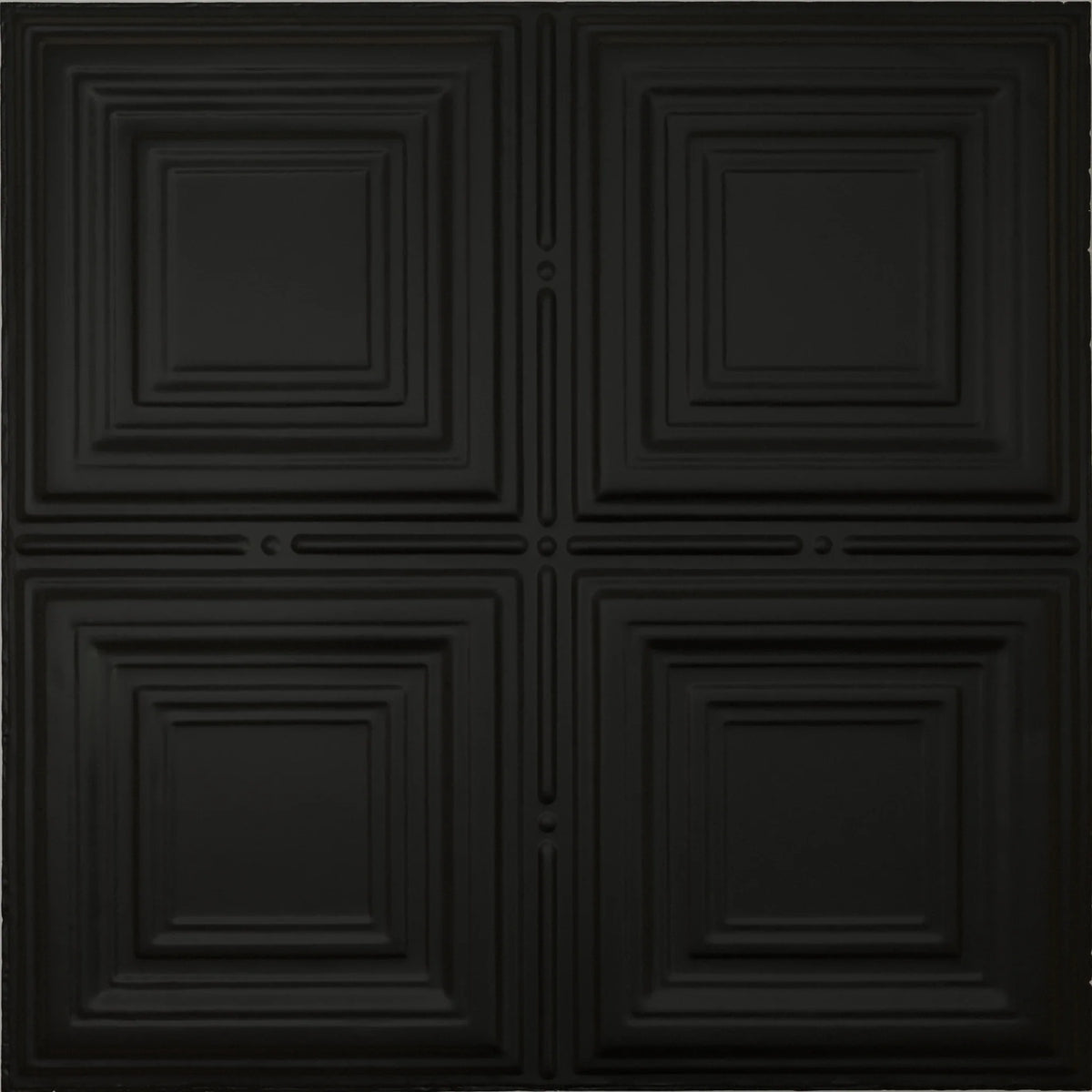 Pattern 101 Classic Four Square tin ceiling tile — Matte Black finish