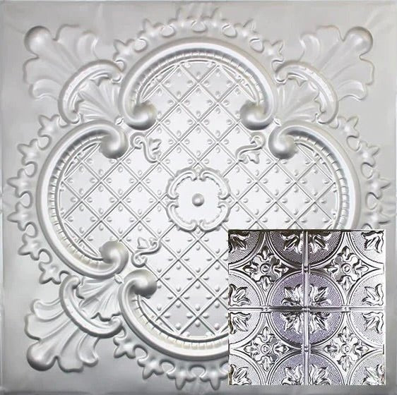 Metal Ceiling Tiles | Pattern 102 | FleurDeLis 12in - Metal Ceiling Express