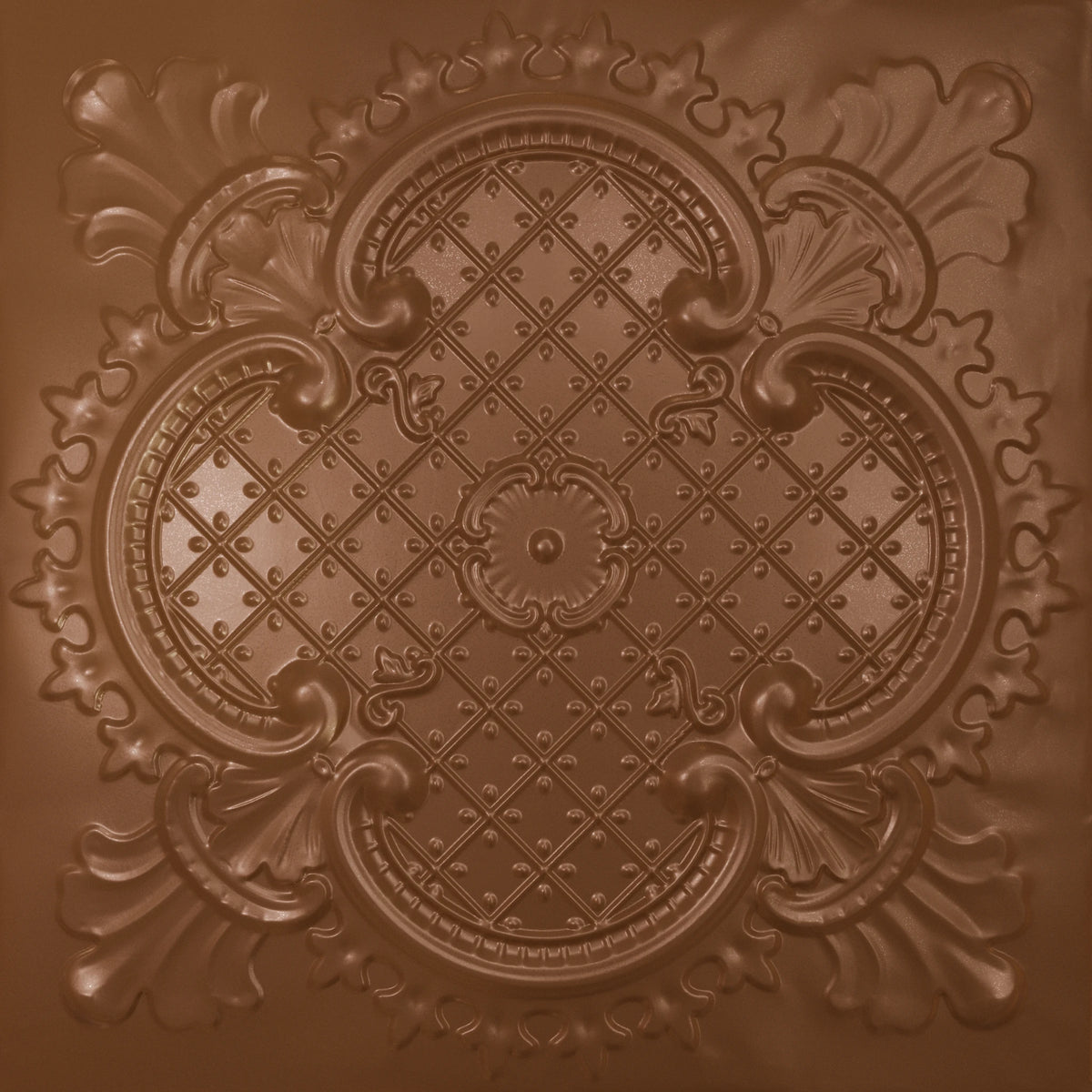 Pattern 104 Elegant Clover tin ceiling tile — Classic Copper finish