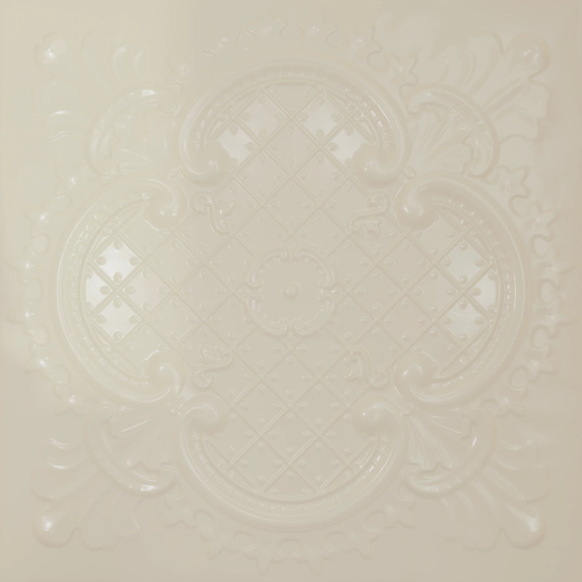 Pattern 104 Elegant Clover tin ceiling tile — Crisp Linen finish