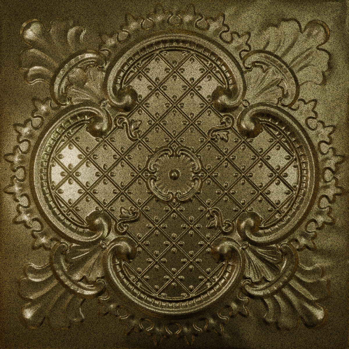 Pattern 104 Elegant Clover tin ceiling tile — Gold Vein finish