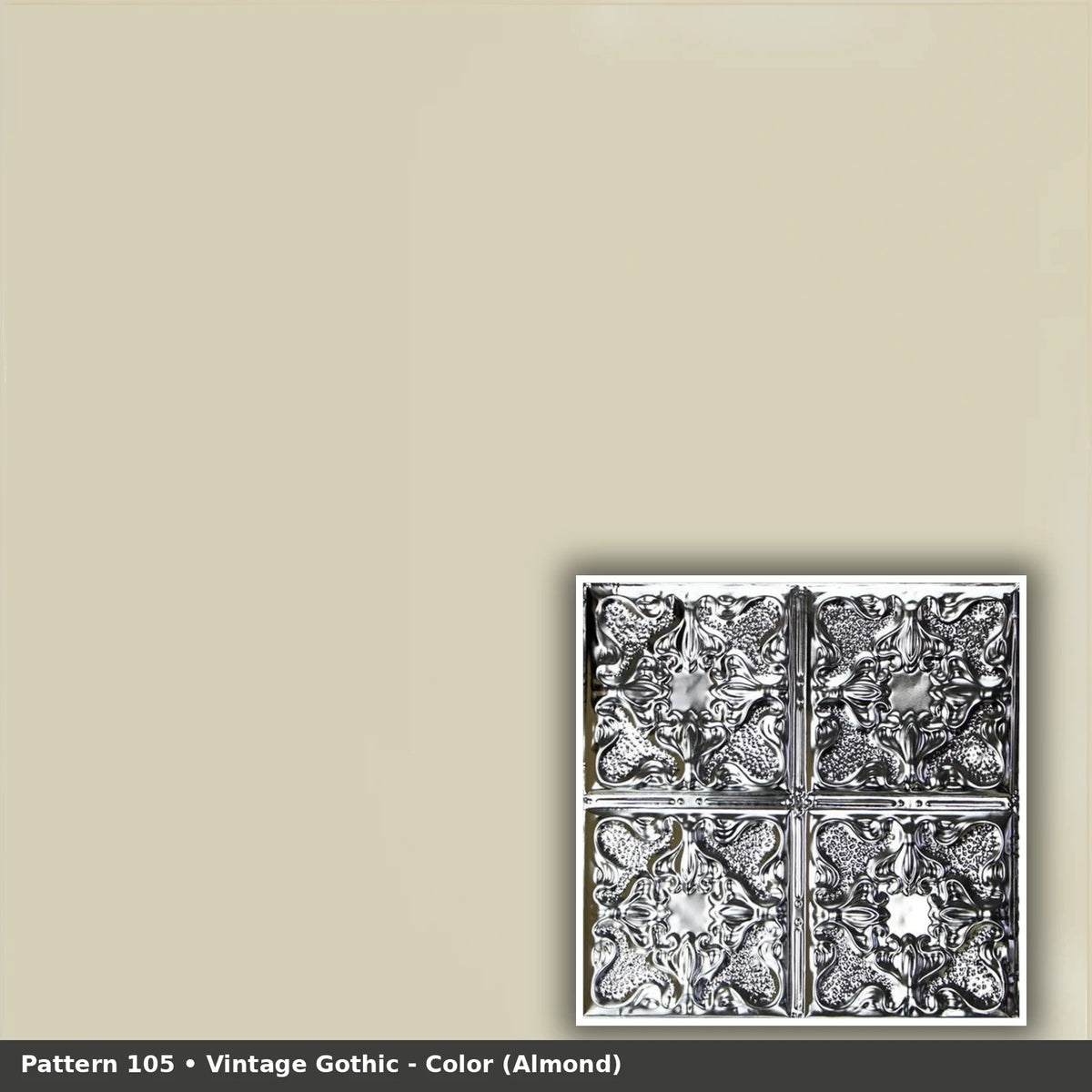 Pattern 105 Vintage Gothic tin ceiling tile — Almond finish