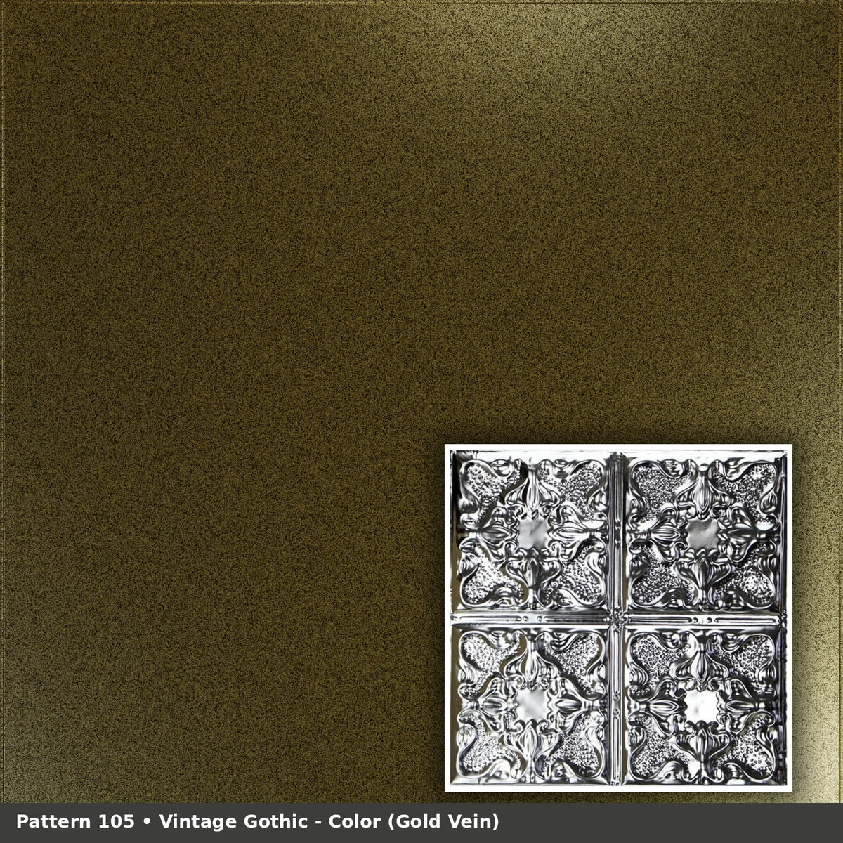 Pattern 105 Vintage Gothic tin ceiling tile — Gold Vein finish