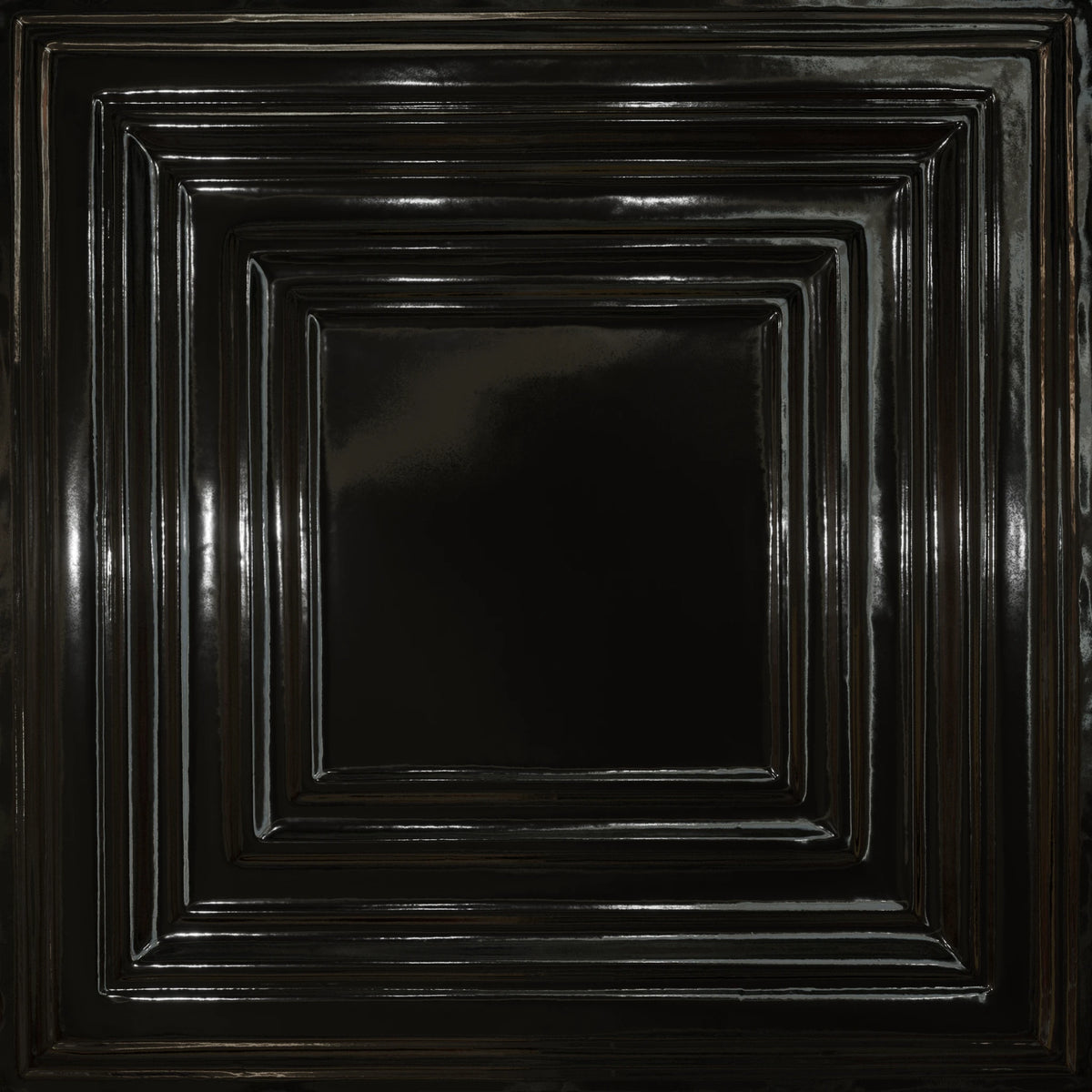 Pattern 115 Framed Gallery tin ceiling tile — Mirror Black finish