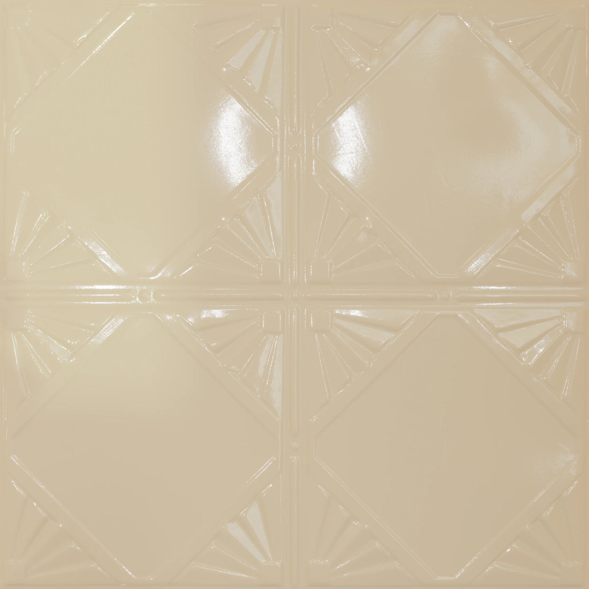 Pattern 118 Classic Four Diamond tin ceiling tile — Almond finish