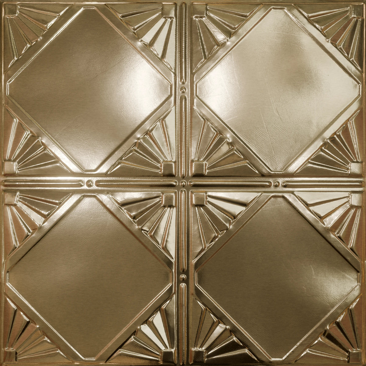 Pattern 118 Classic Four Diamond tin ceiling tile — Antique Clear finish