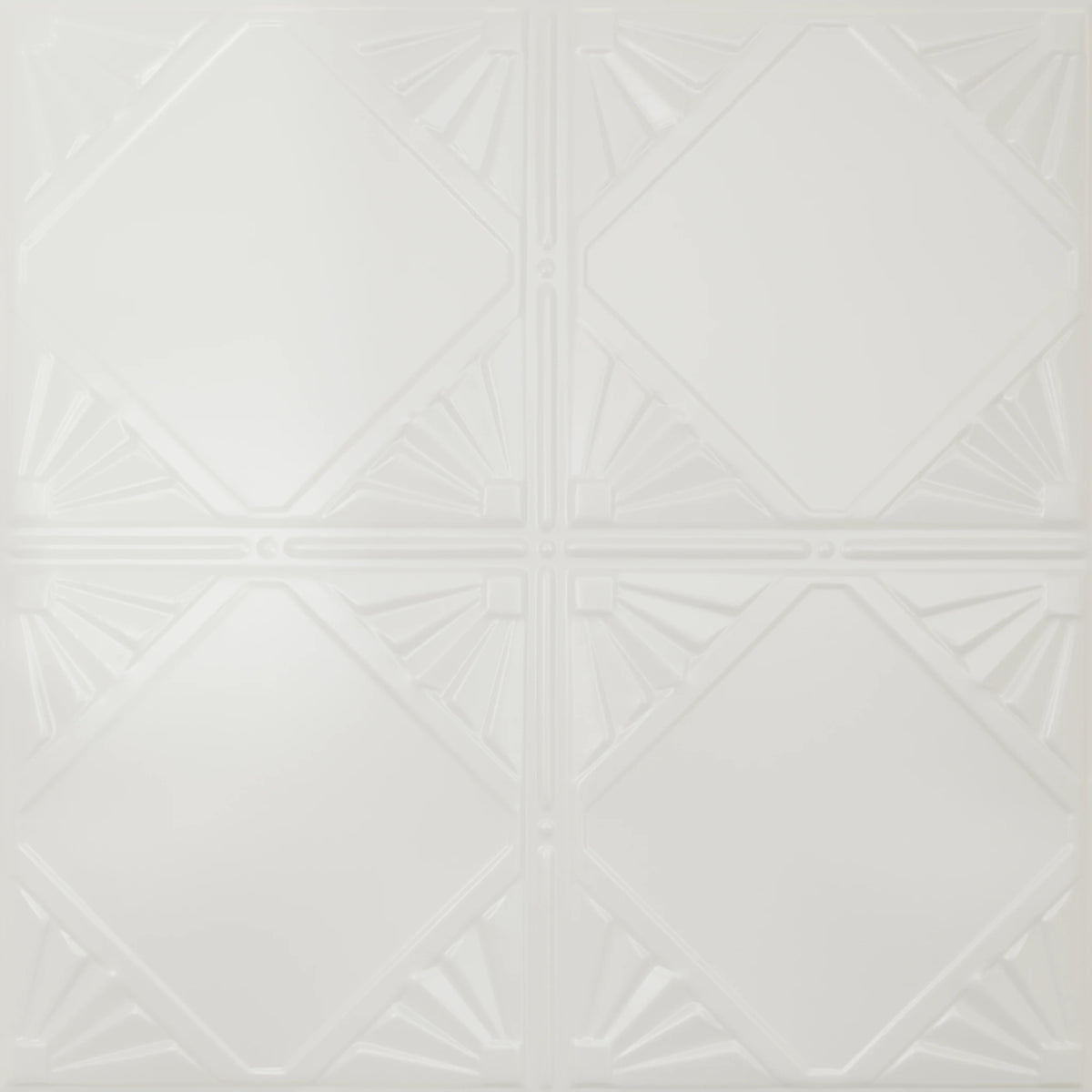 Pattern 118 Classic Four Diamond tin ceiling tile — Antique White finish