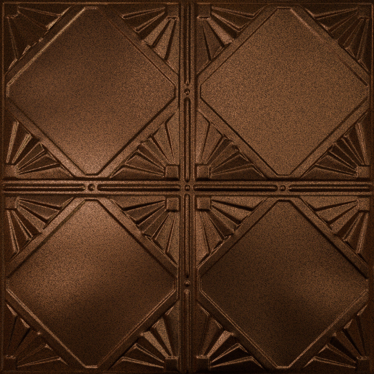 Pattern 118 Classic Four Diamond tin ceiling tile — Copper Vein finish