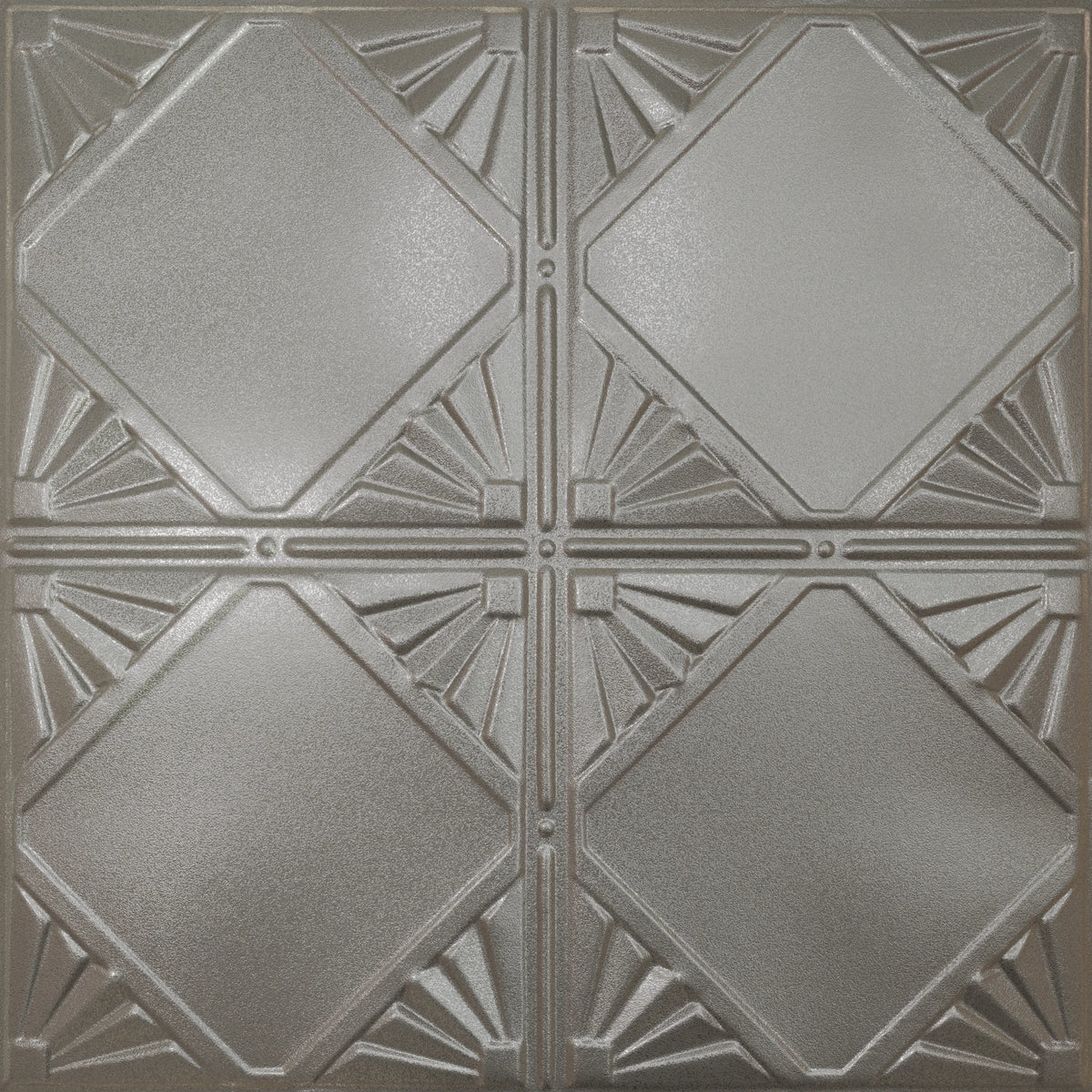 Pattern 118 Classic Four Diamond tin ceiling tile — Nickel Vein finish