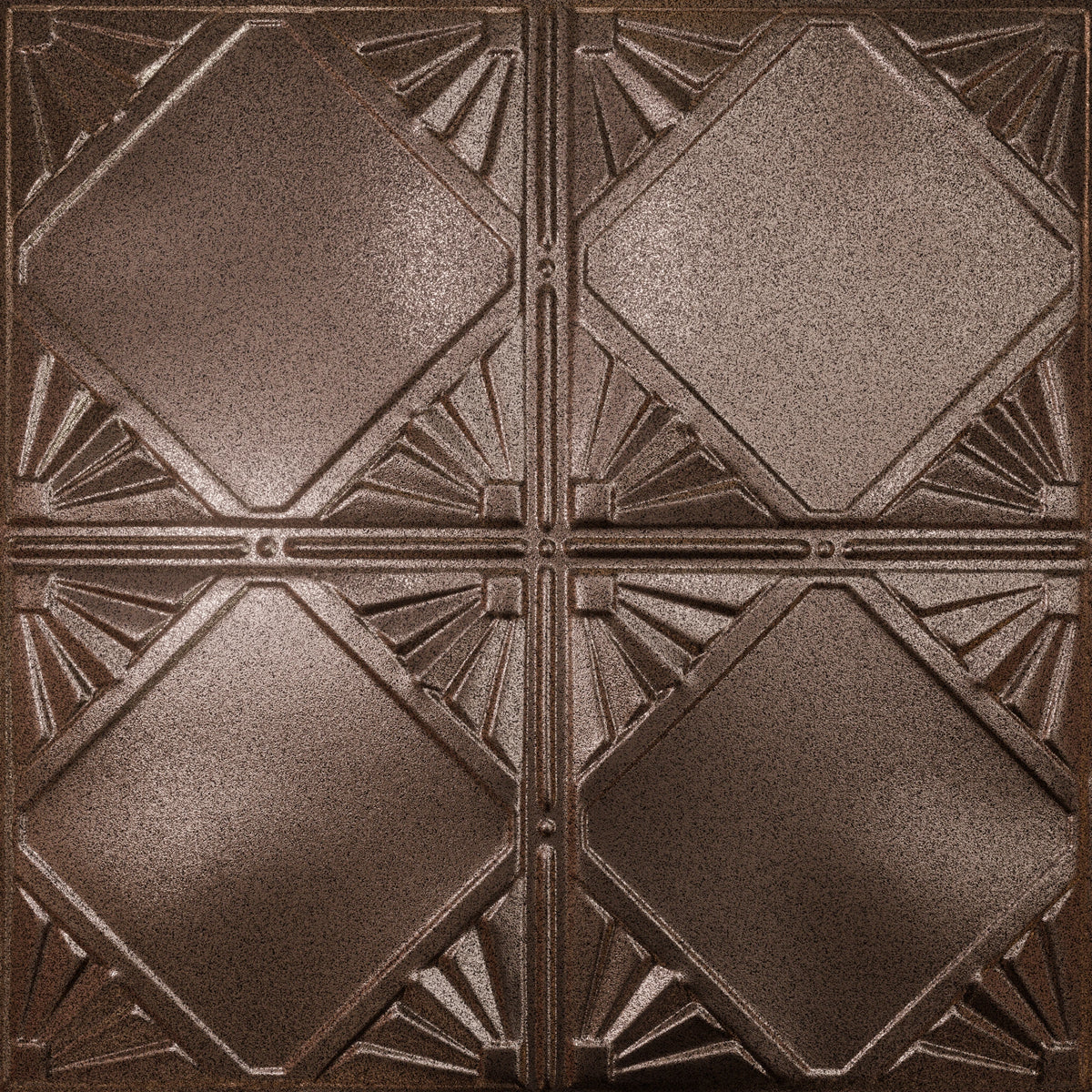 Pattern 118 Classic Four Diamond tin ceiling tile — Penny Vein finish