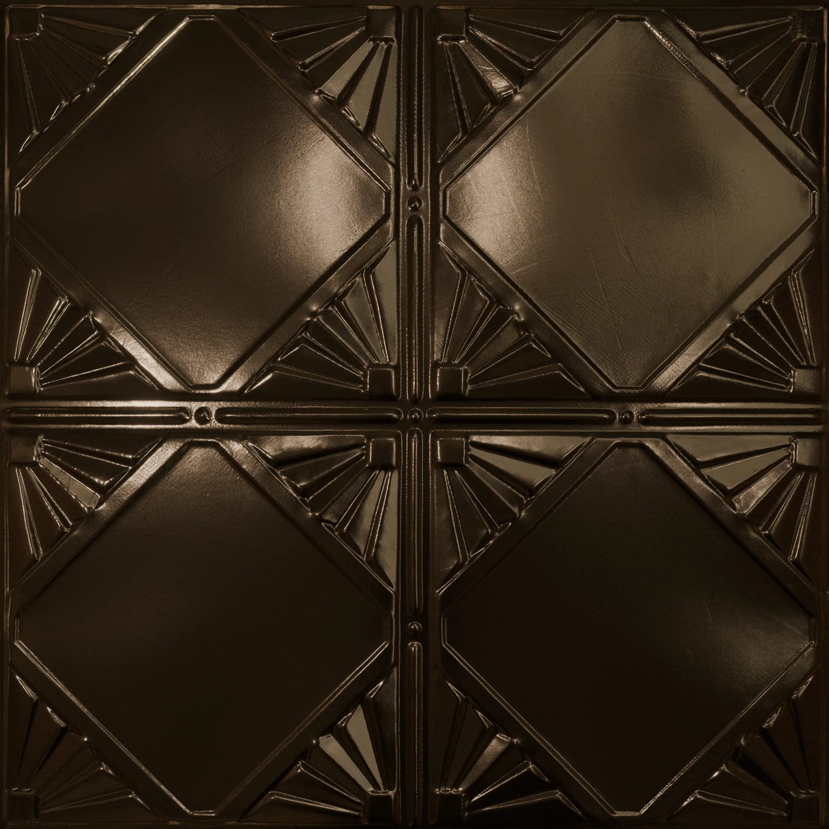 Pattern 118 Classic Four Diamond tin ceiling tile — Umber Bronze finish