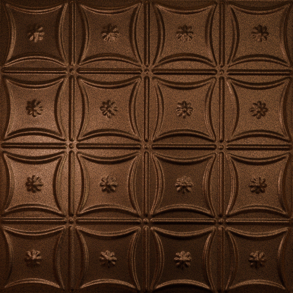 Pattern 130 Sixteen Flowers tin ceiling tile — Copper Vein finish