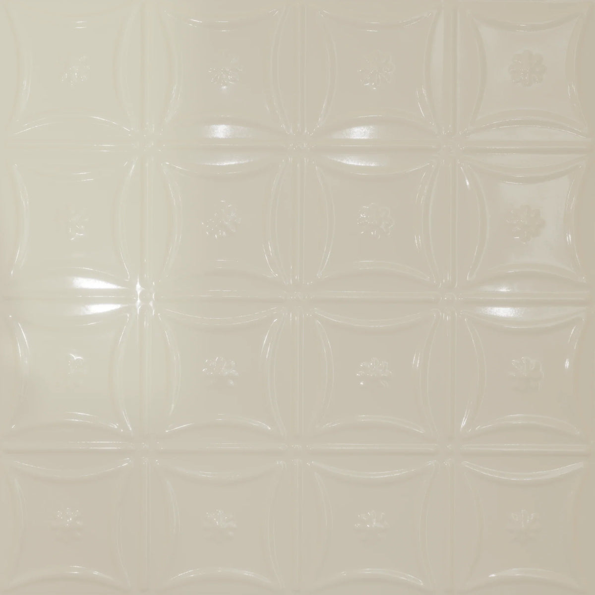 Pattern 130 Sixteen Flowers tin ceiling tile — Cream finish