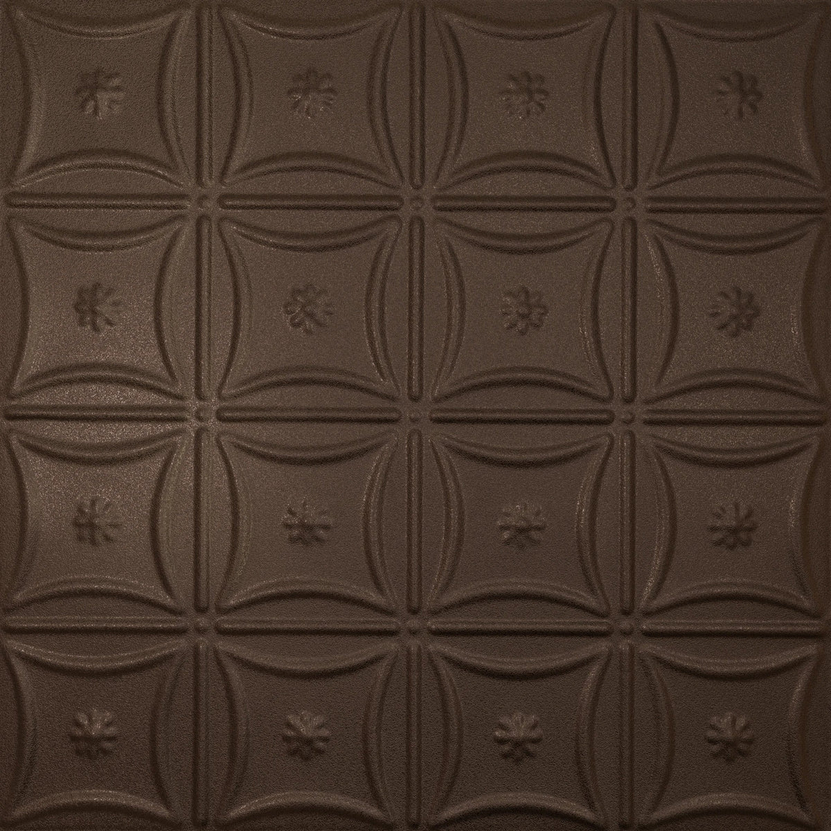 Pattern 130 Sixteen Flowers tin ceiling tile — Oil-Rubbed Bronze finish