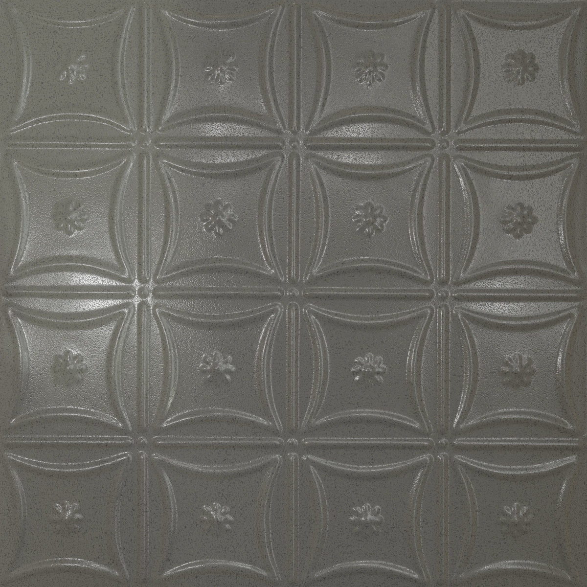 Pattern 130 Sixteen Flowers tin ceiling tile — Steel Vein finish