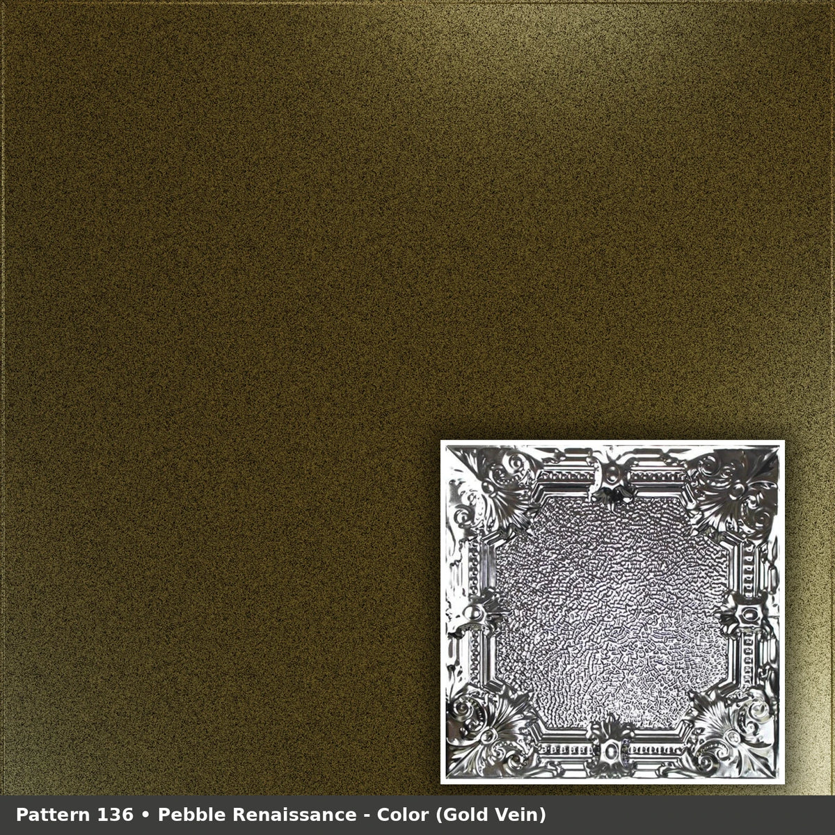 Pattern 136 Pebble Renaissance tin ceiling tile — Gold Vein finish