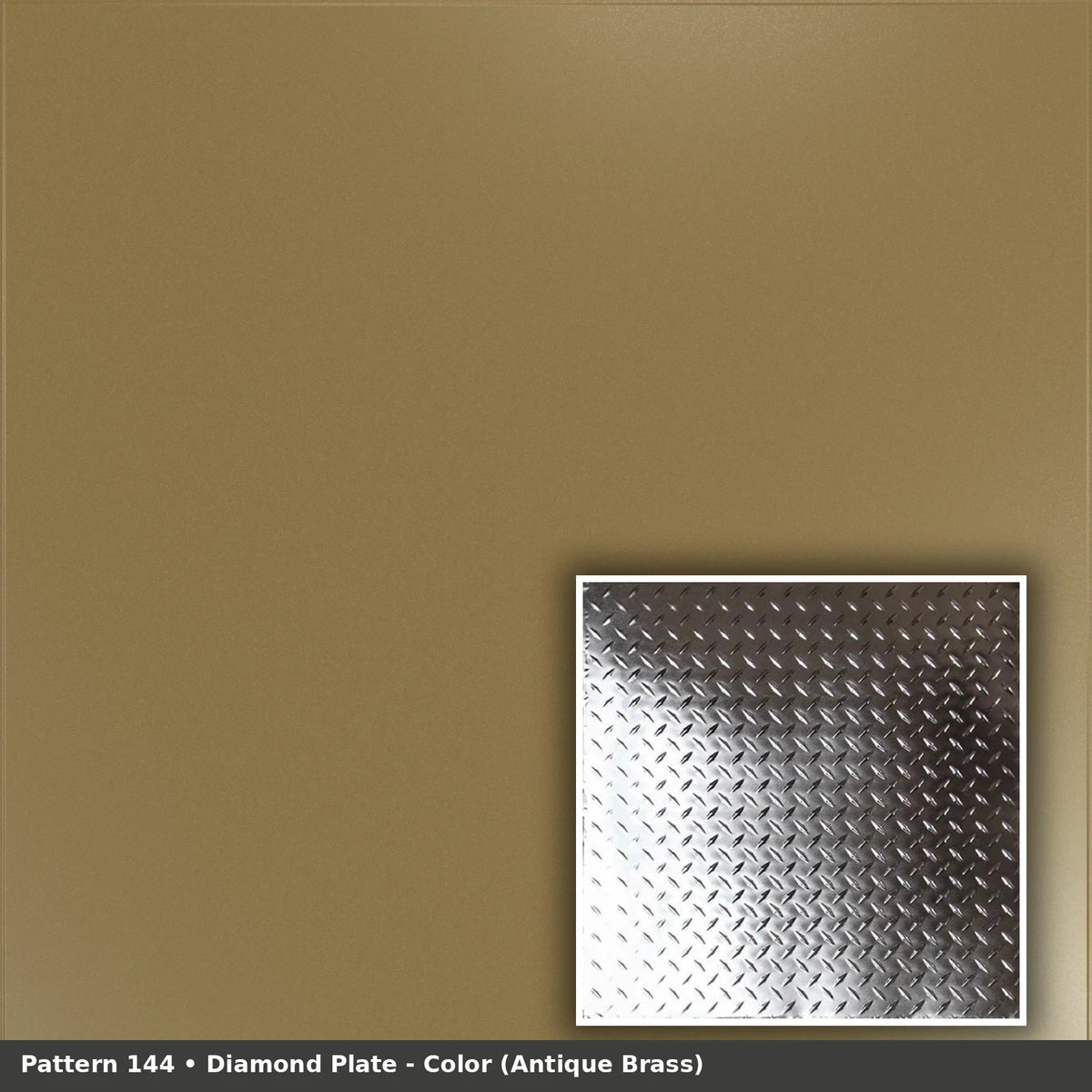 Pattern 144 Diamond Plate tin ceiling tile — Antique Brass finish