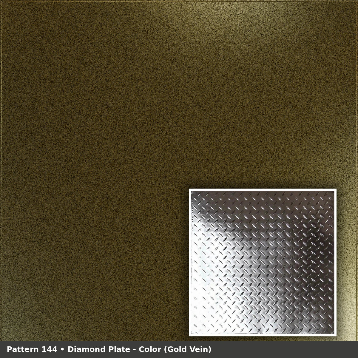 Pattern 144 Diamond Plate tin ceiling tile — Gold Vein finish