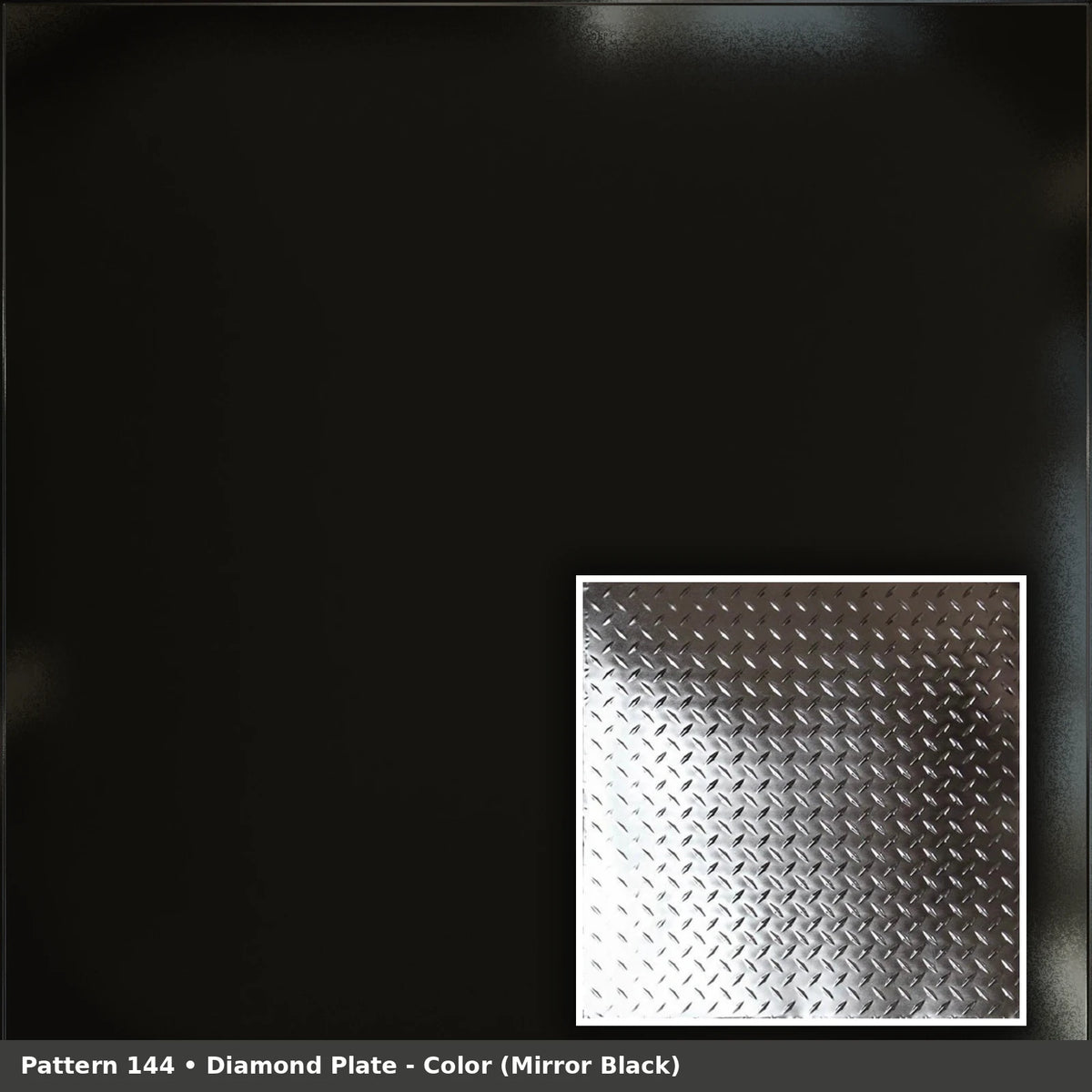 Pattern 144 Diamond Plate tin ceiling tile — Mirror Black finish