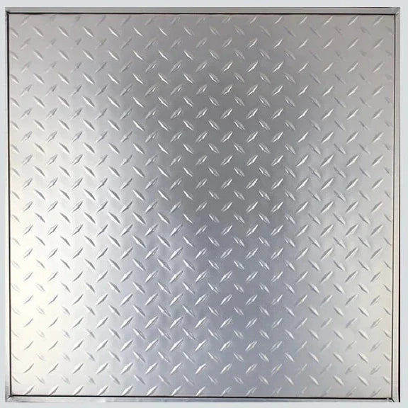 Pattern 144 Diamond Plate tin ceiling tile — Silver finish