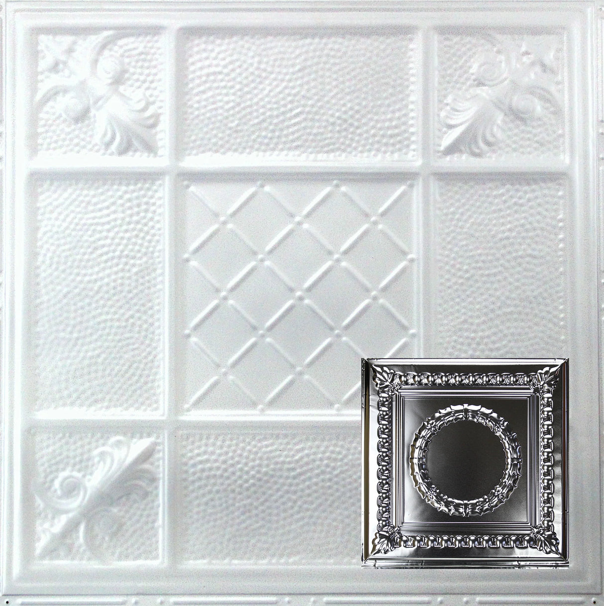 Metal Ceiling Tiles | Pattern 107 | Circular Heritage - Arctic Shimmer - Metal Ceiling Express