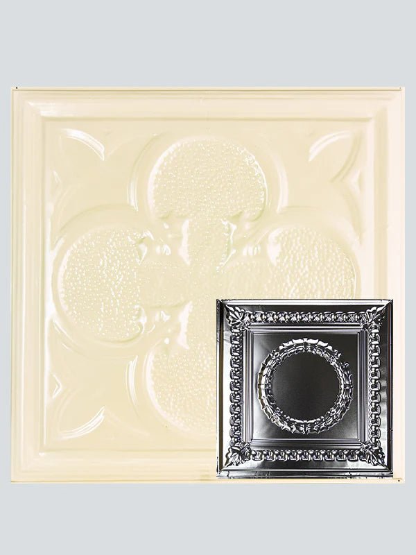 Metal Ceiling Tiles | Pattern 107 | Circular Heritage - Crisp Linen - Metal Ceiling Express