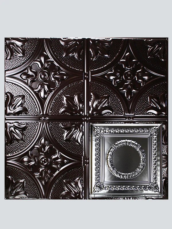 Metal Ceiling Tiles | Pattern 107 | Circular Heritage - Mirror Black - Metal Ceiling Express