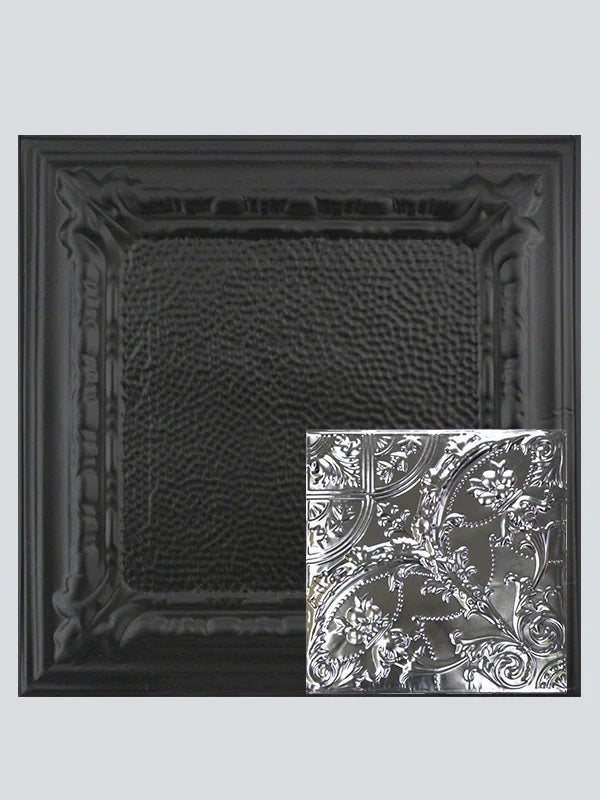Metal Ceiling Tiles | Pattern 109 | Gothic Medallion - Matte Black - Metal Ceiling Express