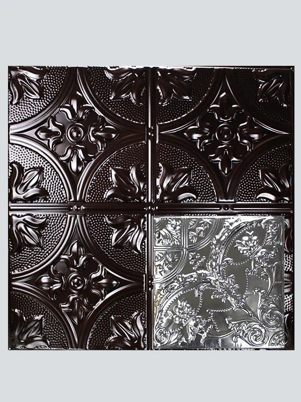 Metal Ceiling Tiles | Pattern 109 | Gothic Medallion - Mirror Black - Metal Ceiling Express