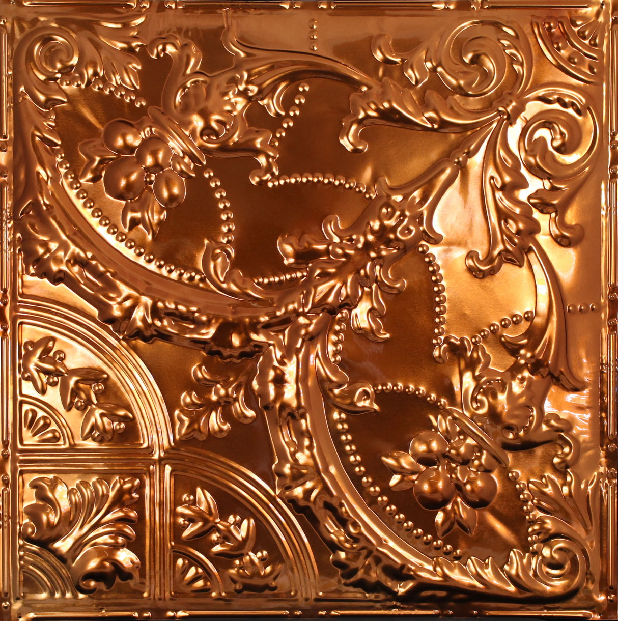 Metal Ceiling Tiles | Pattern 109 | Gothic Medallion - Transparent Copper - Metal Ceiling Express