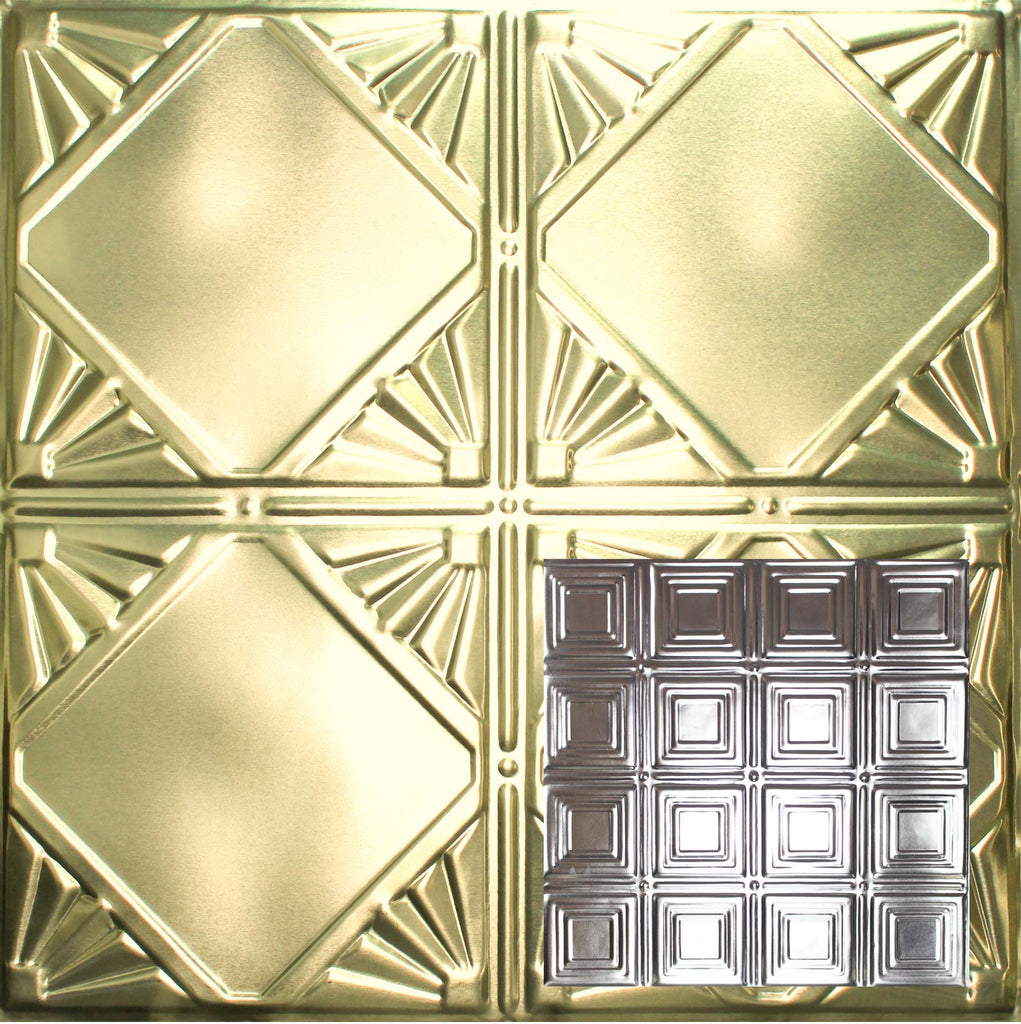 Metal Ceiling Tiles | Pattern 120 | Sixteen Mini Squares - Antique Clear - Metal Ceiling Express
