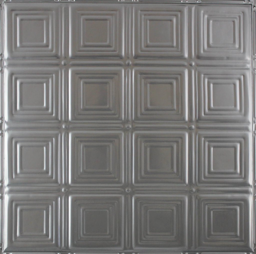 Metal Ceiling Tiles | Pattern 120 | Sixteen Mini Squares - Gun Metal Grey - Metal Ceiling Express