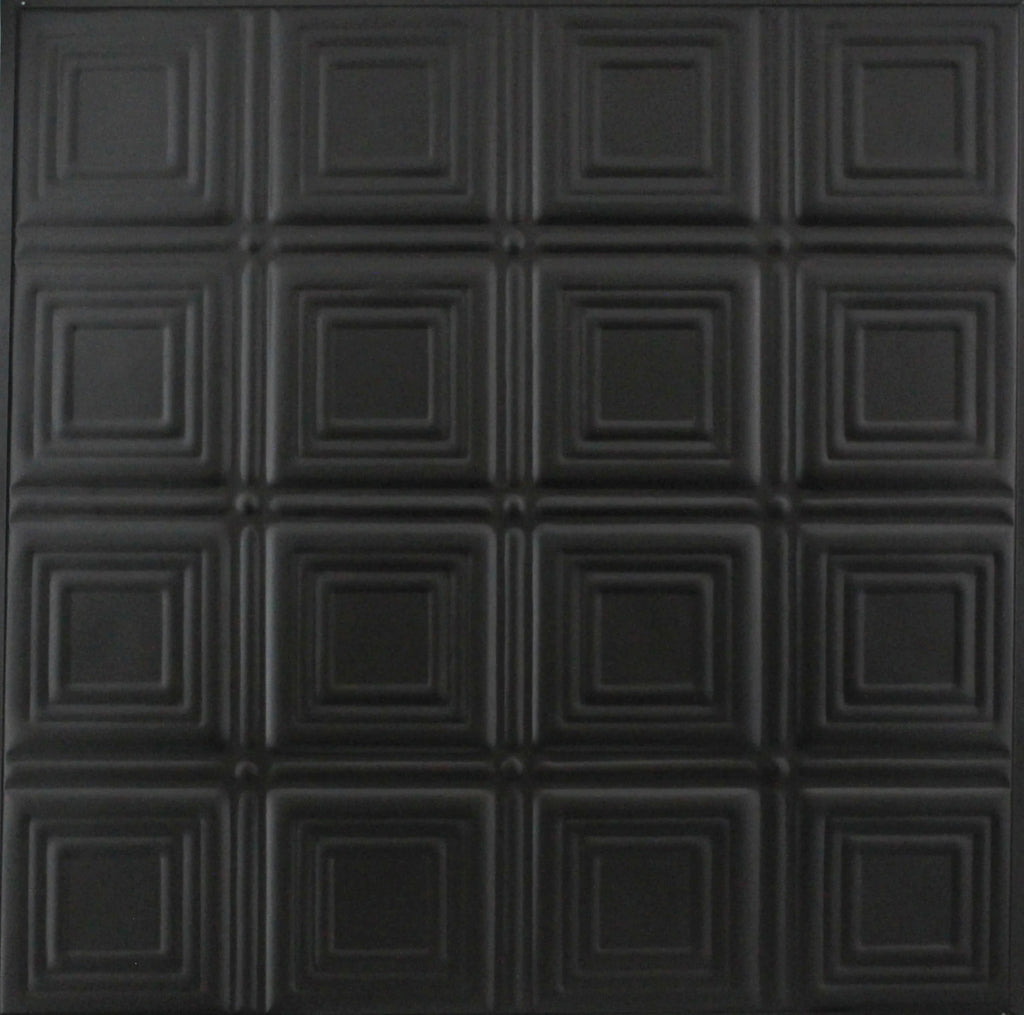 Metal Ceiling Tiles | Pattern 120 | Sixteen Mini Squares - Matte Black - Metal Ceiling Express