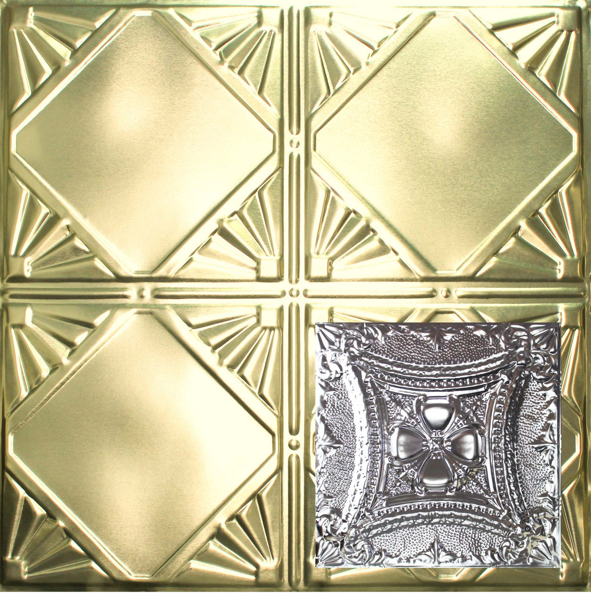Metal Ceiling Tiles | Pattern 122 | Embossed Knight - Antique Clear - Metal Ceiling Express