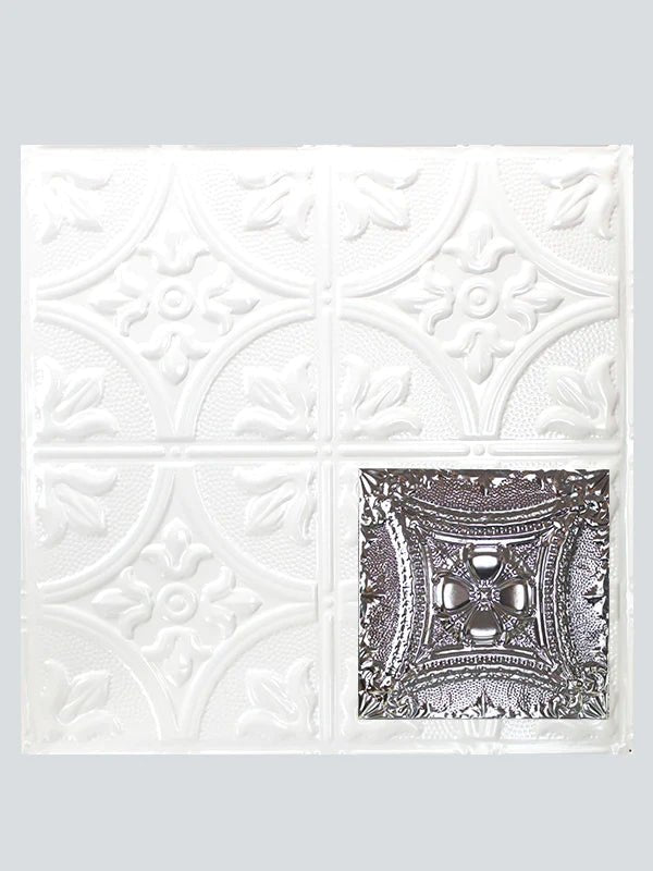 Metal Ceiling Tiles | Pattern 122 | Embossed Knight - Gloss White - Metal Ceiling Express