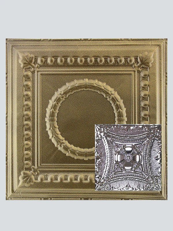 Metal Ceiling Tiles | Pattern 122 | Embossed Knight - Gold Vein - Metal Ceiling Express