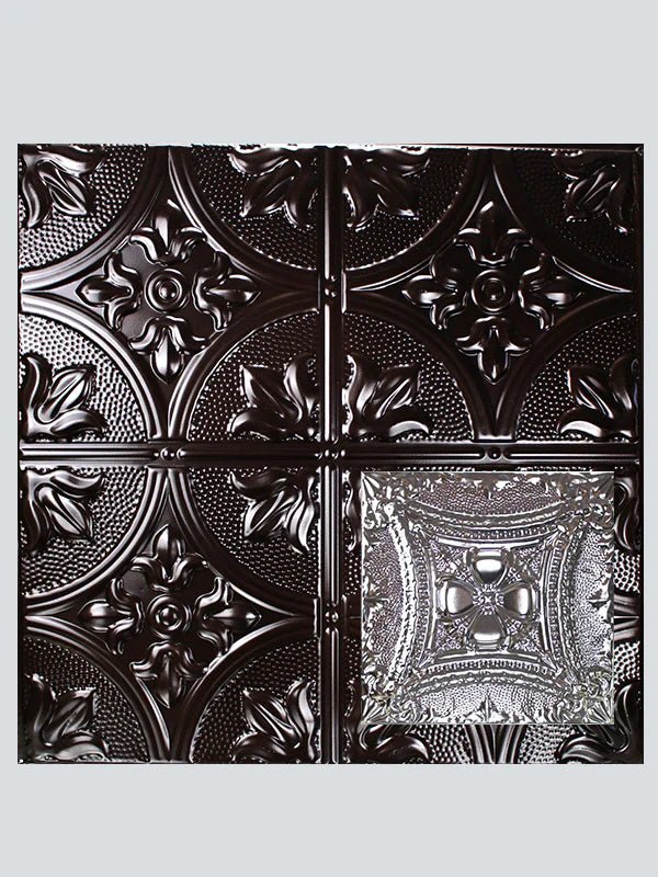 Metal Ceiling Tiles | Pattern 122 | Embossed Knight - Mirror Black - Metal Ceiling Express