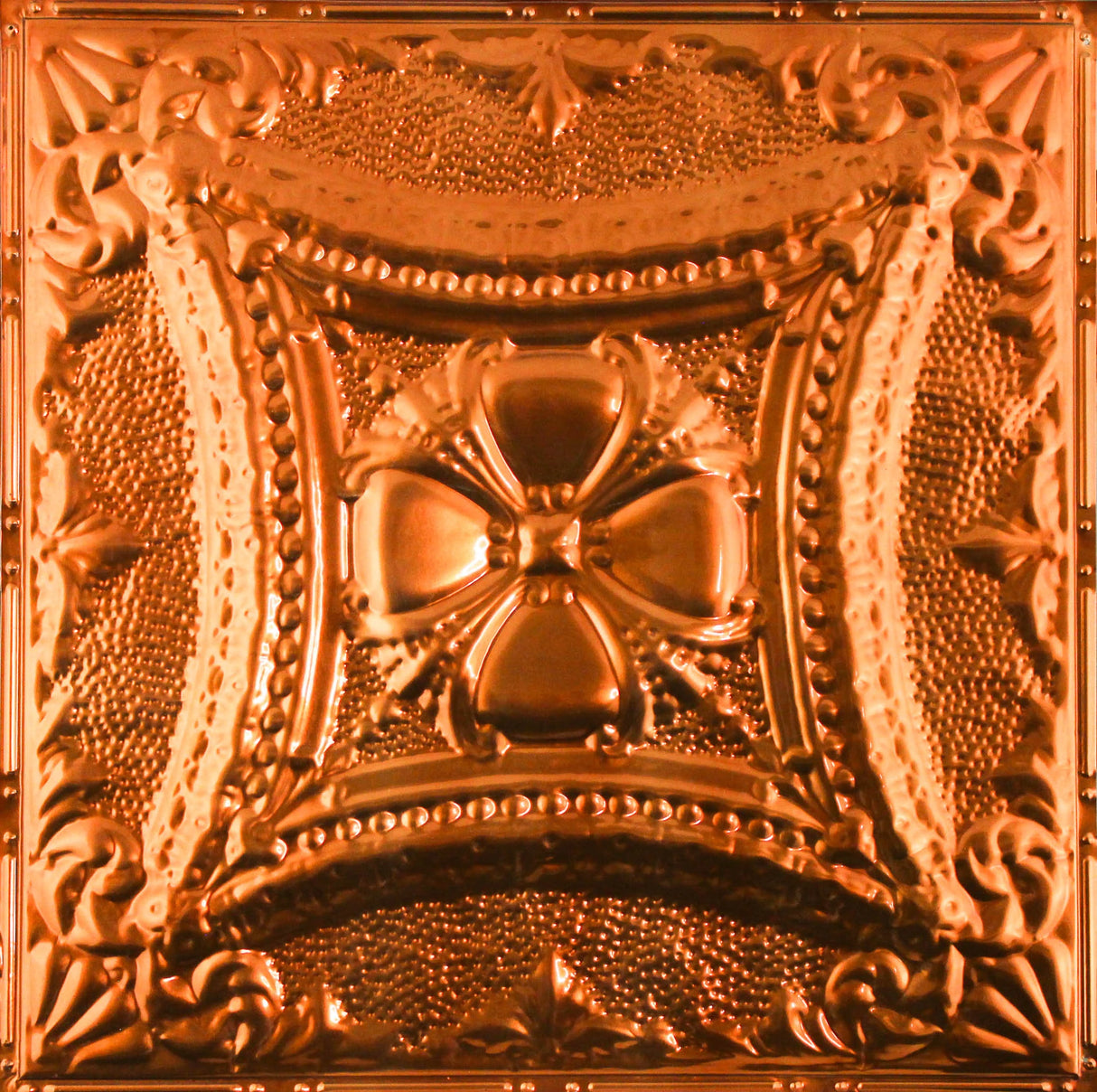 Metal Ceiling Tiles | Pattern 122 | Embossed Knight - Transparent Copper - Metal Ceiling Express