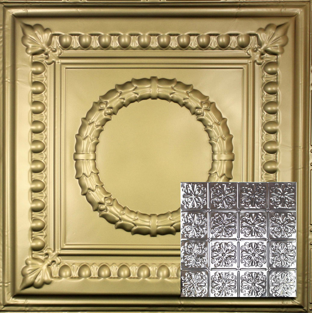 Metal Ceiling Tiles | Pattern 127 | Parisian Floral - Antique Brass - Metal Ceiling Express