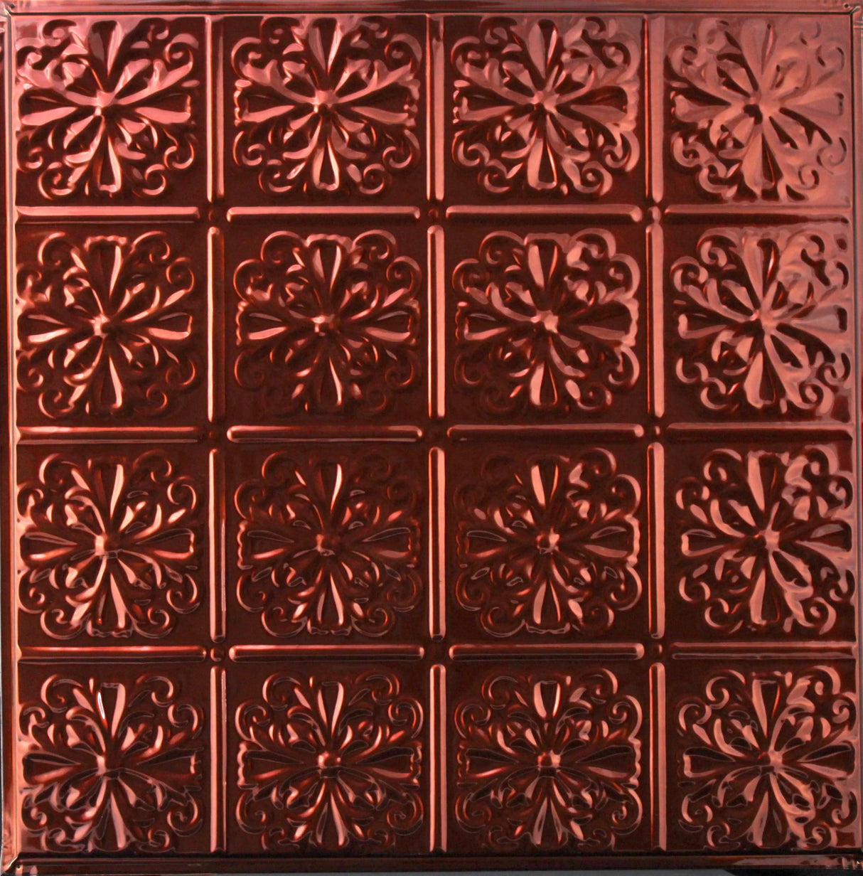 Metal Ceiling Tiles | Pattern 127 | Parisian Floral - Antique Bronze - Metal Ceiling Express