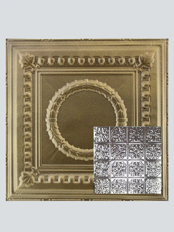 Metal Ceiling Tiles | Pattern 127 | Parisian Floral - Gold Vein - Metal Ceiling Express