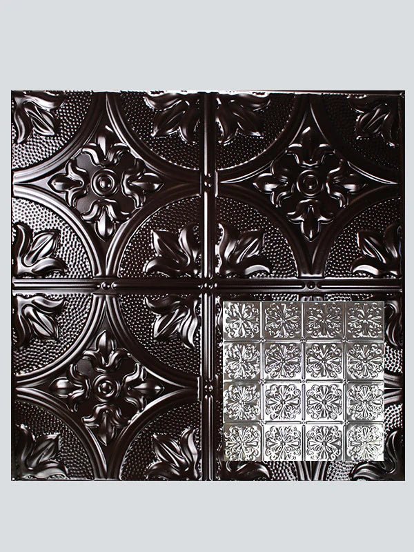Metal Ceiling Tiles | Pattern 127 | Parisian Floral - Mirror Black - Metal Ceiling Express