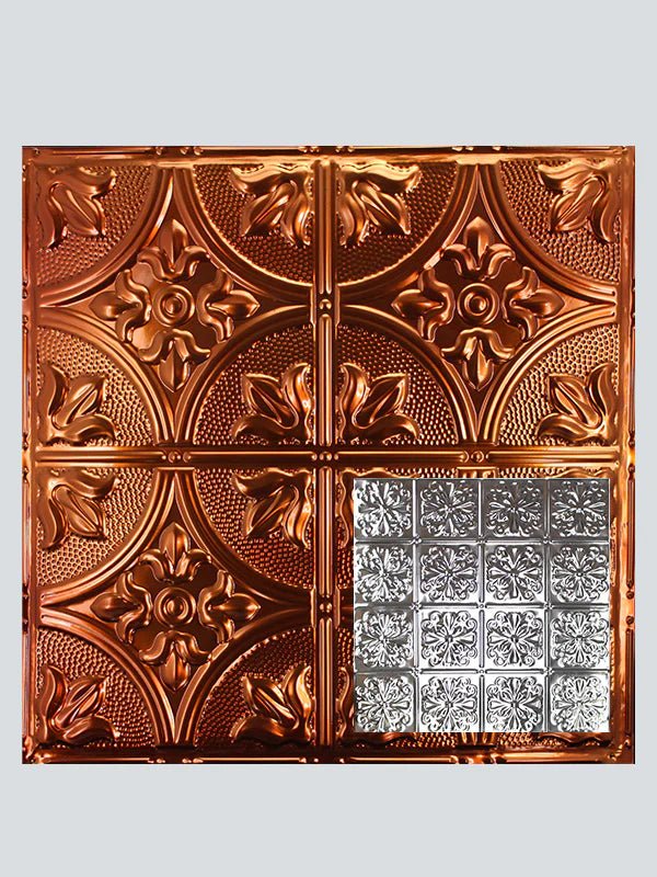Metal Ceiling Tiles | Pattern 127 | Parisian Floral - Transparent Copper - Metal Ceiling Express