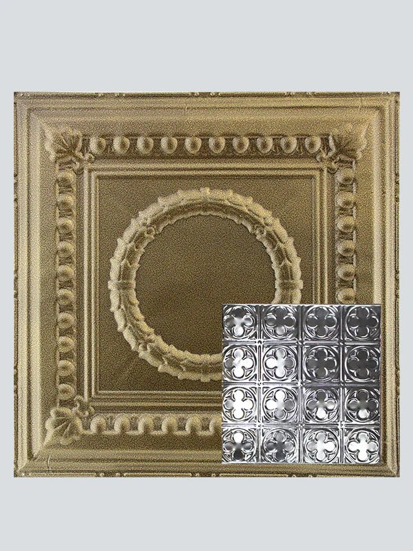Metal Ceiling Tiles | Pattern 135 | Sixteen Mini Clovers - Gold Vein - Metal Ceiling Express