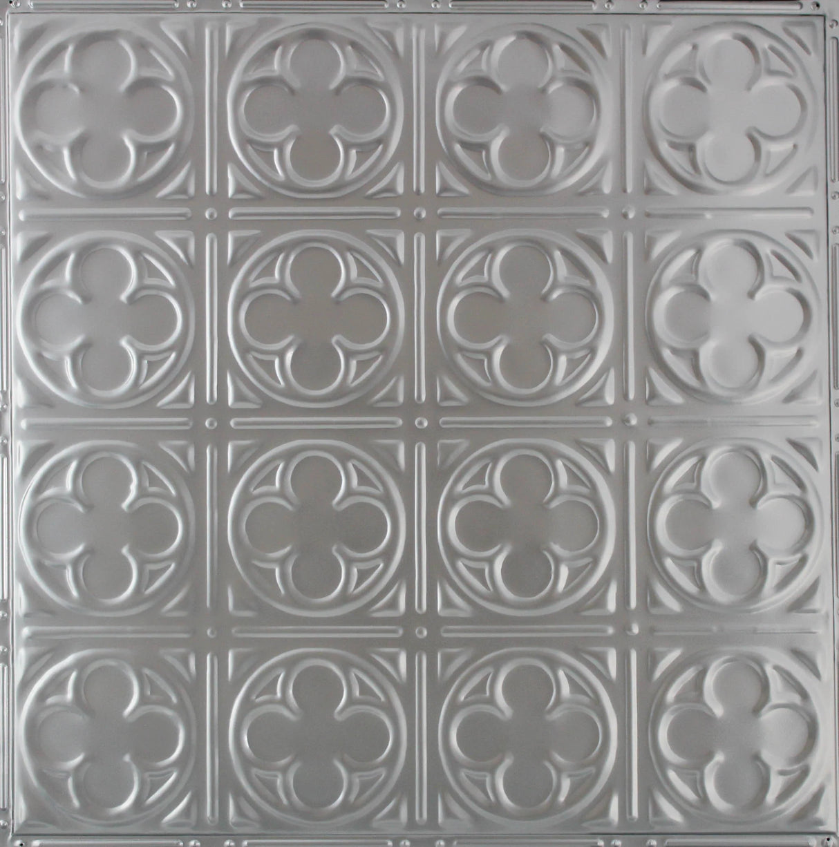 Metal Ceiling Tiles | Pattern 135 | Sixteen Mini Clovers - Gun Metal Grey - Metal Ceiling Express
