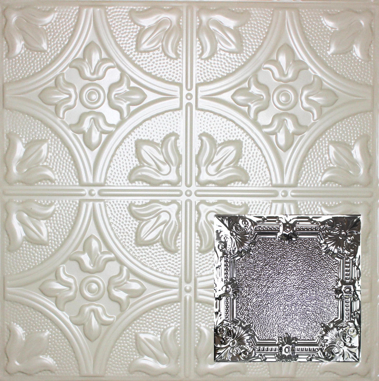 Metal Ceiling Tiles | Pattern 136 | Pebble Renaissance - Antique White - Metal Ceiling Express