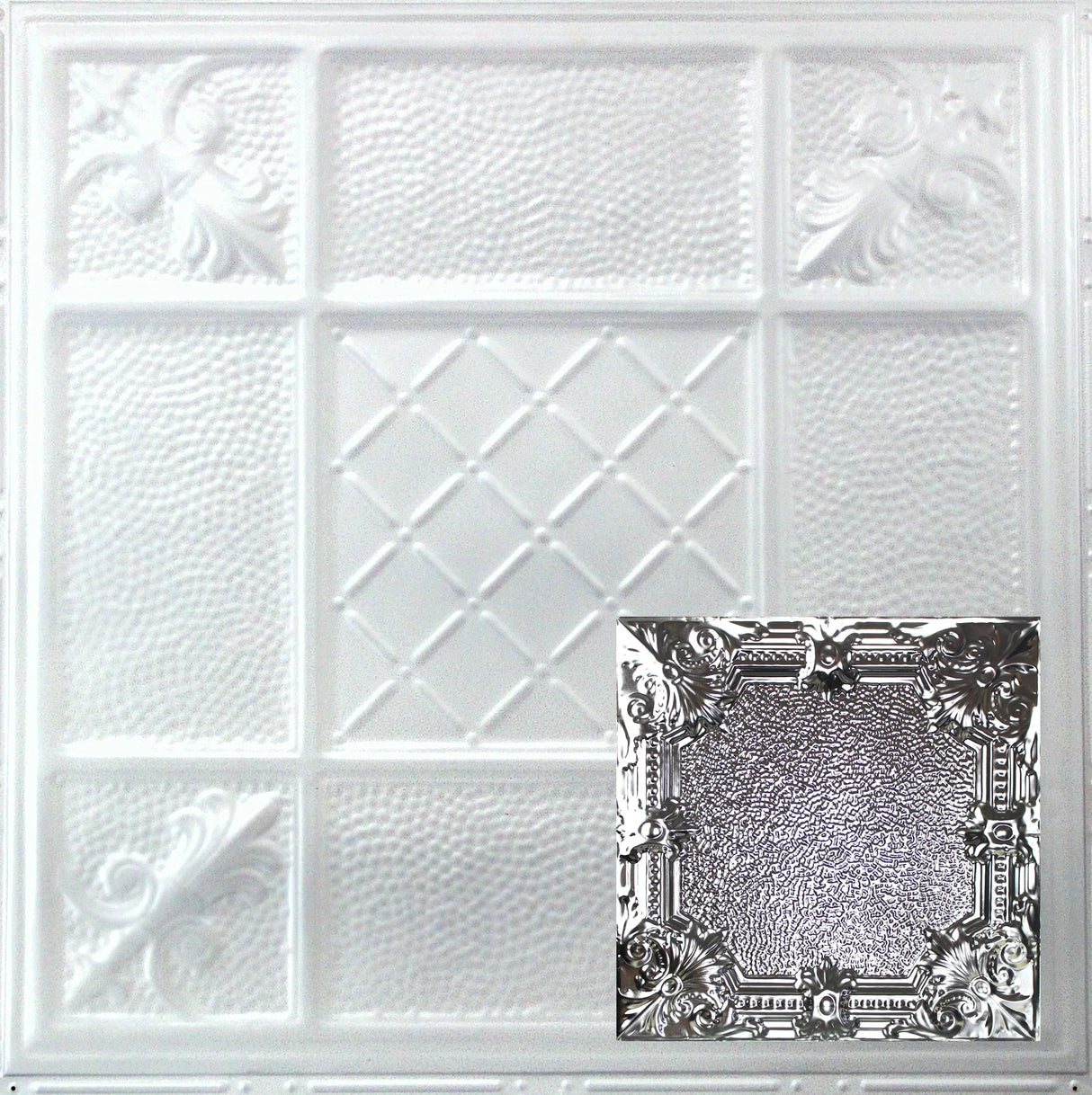 Metal Ceiling Tiles | Pattern 136 | Pebble Renaissance - Arctic Shimmer - Metal Ceiling Express
