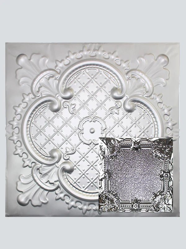 Metal Ceiling Tiles | Pattern 136 | Pebble Renaissance - Silver - Metal Ceiling Express